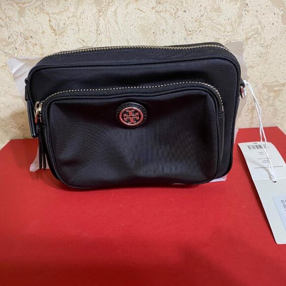 Tory Burch Mini Recycled Nylon Camera Crossbody Bag In Black - Picture 5 of 7